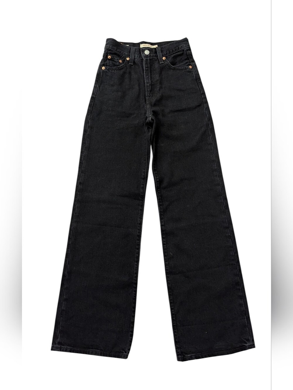 Levi’s Ribcage Wide Leg Jeans Washed Black High Rise Size 23